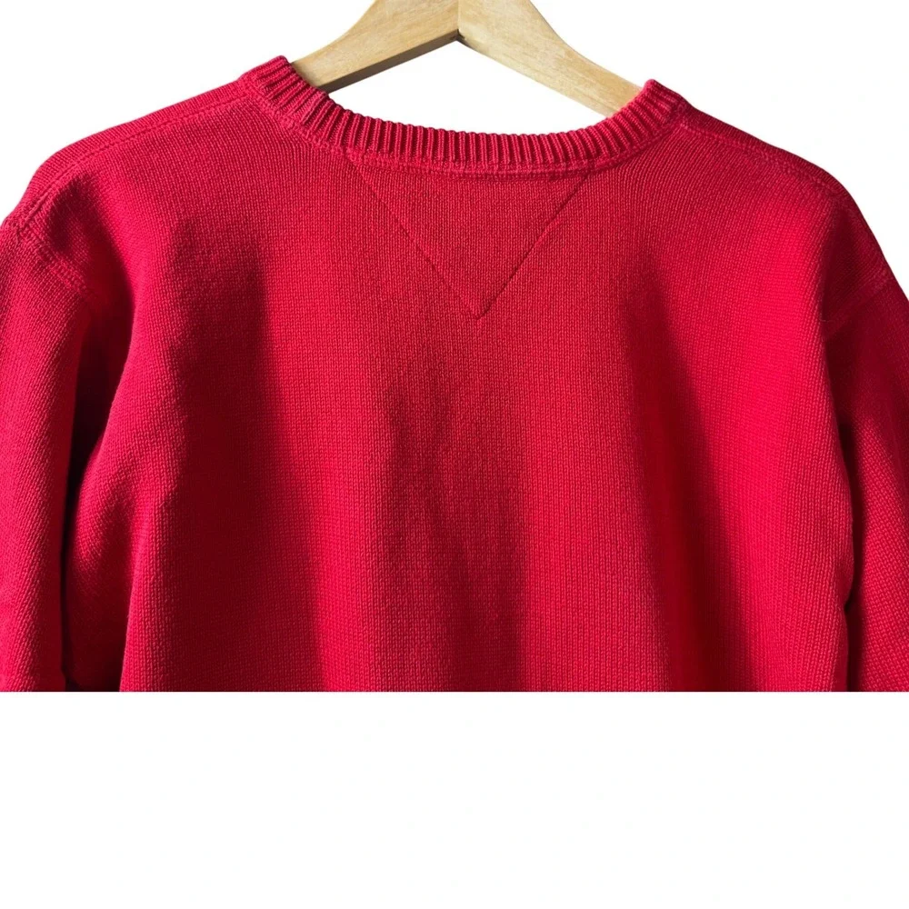 VTG Tommy Hilfiger Men's Red Crew Neck Long Sleeve Sweater Large Preppy